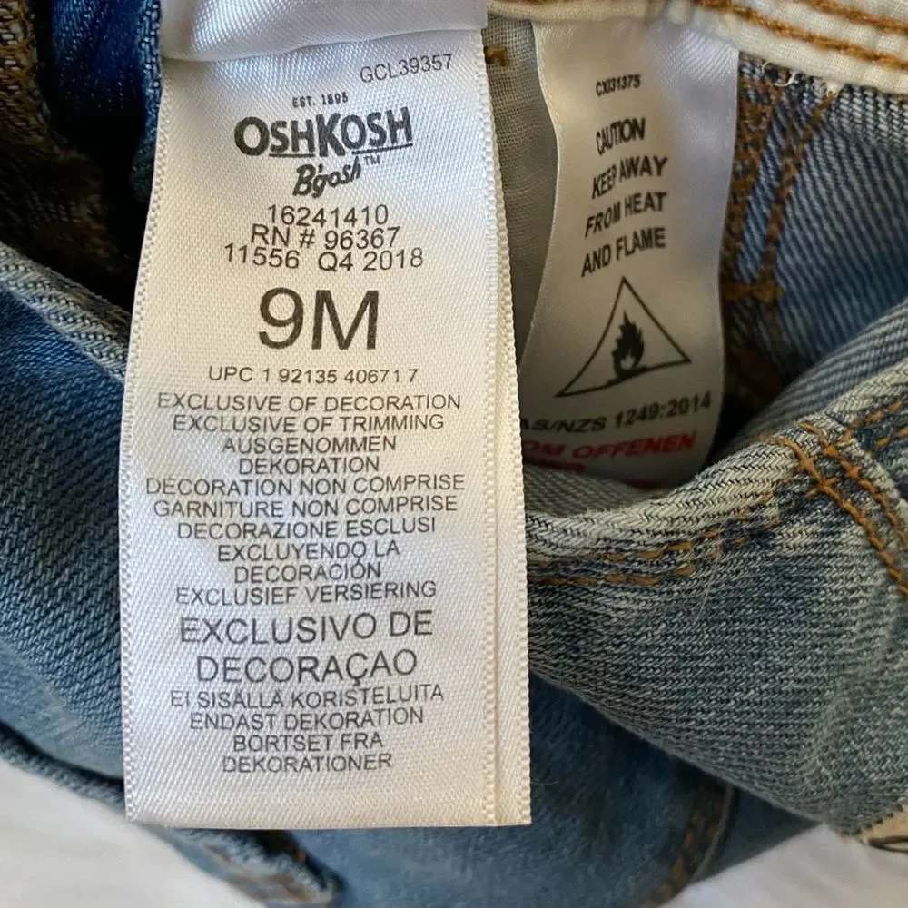 Oshkosh B’gosh overall embroidered denim pants 9M
